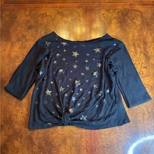 Vintage Havana Navy Ribbed Top with Label Detail